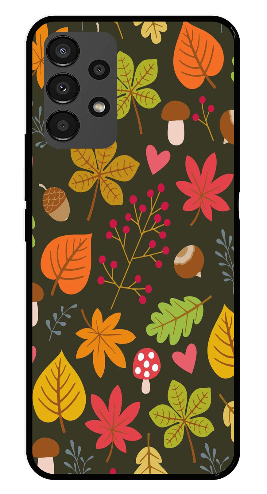 Leaves Design Metal Mobile Case for Samsung Galaxy A13 4G   (Design No -51)