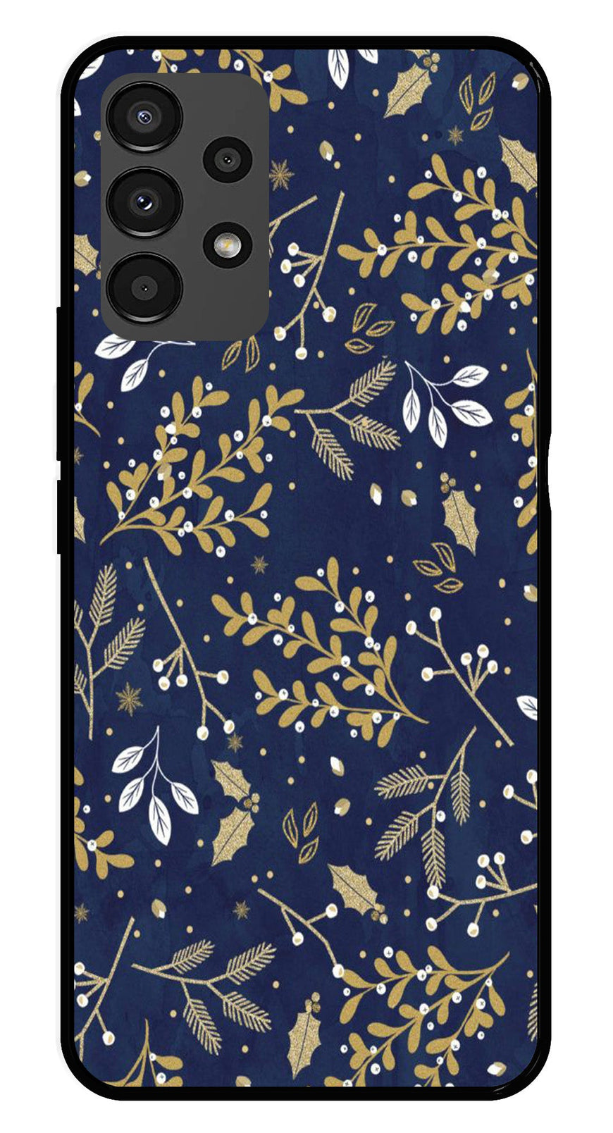 Floral Pattern  Metal Mobile Case for Samsung Galaxy A13 4G   (Design No -52)