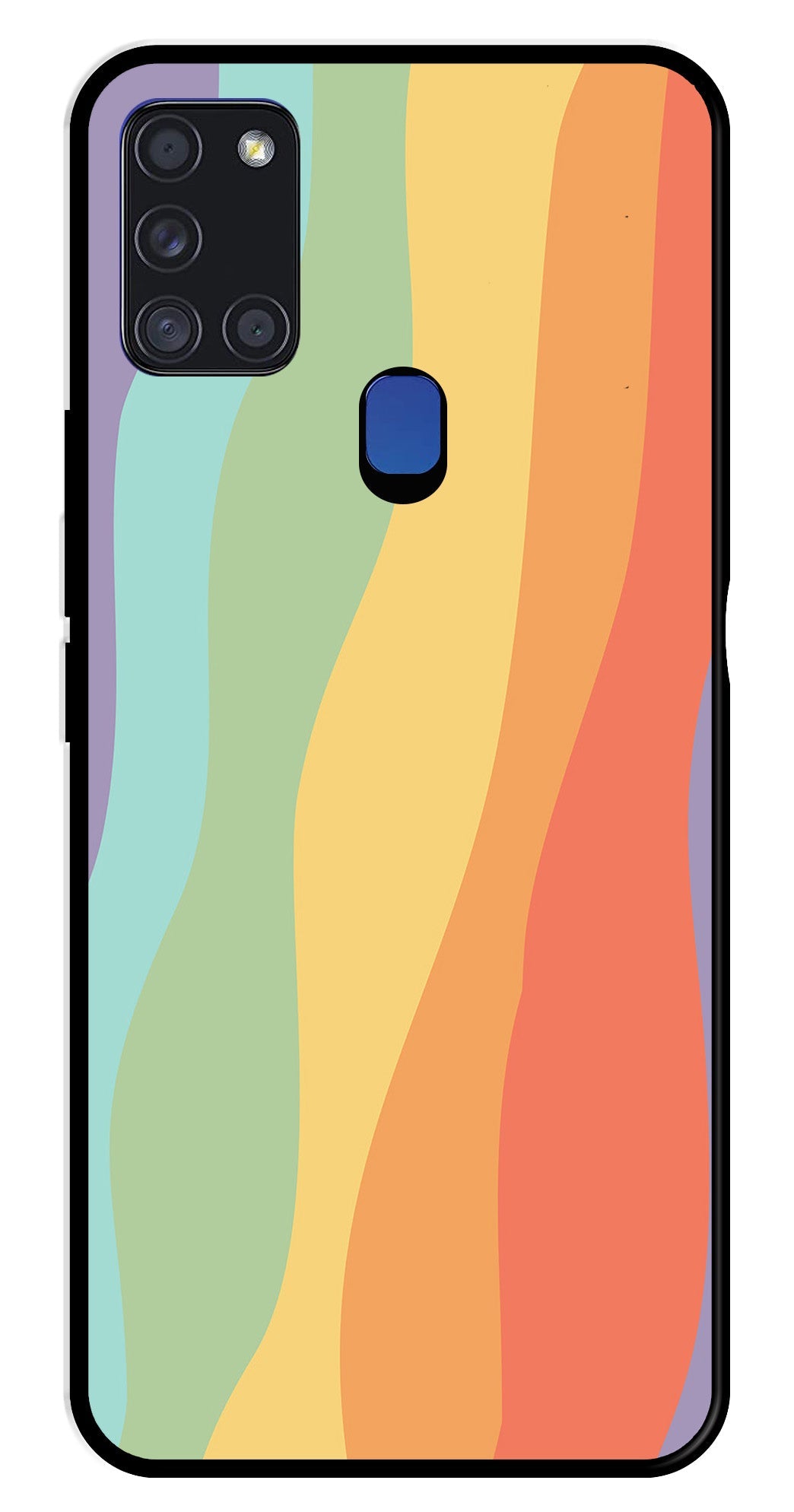 Muted Rainbow Metal Mobile Case for Samsung Galaxy A21s   (Design No -02)