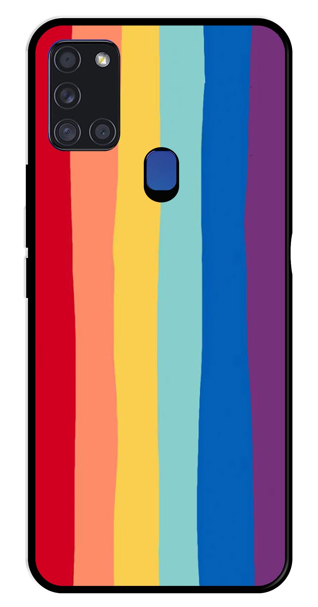 Rainbow MultiColor Metal Mobile Case for Samsung Galaxy A21s   (Design No -03)