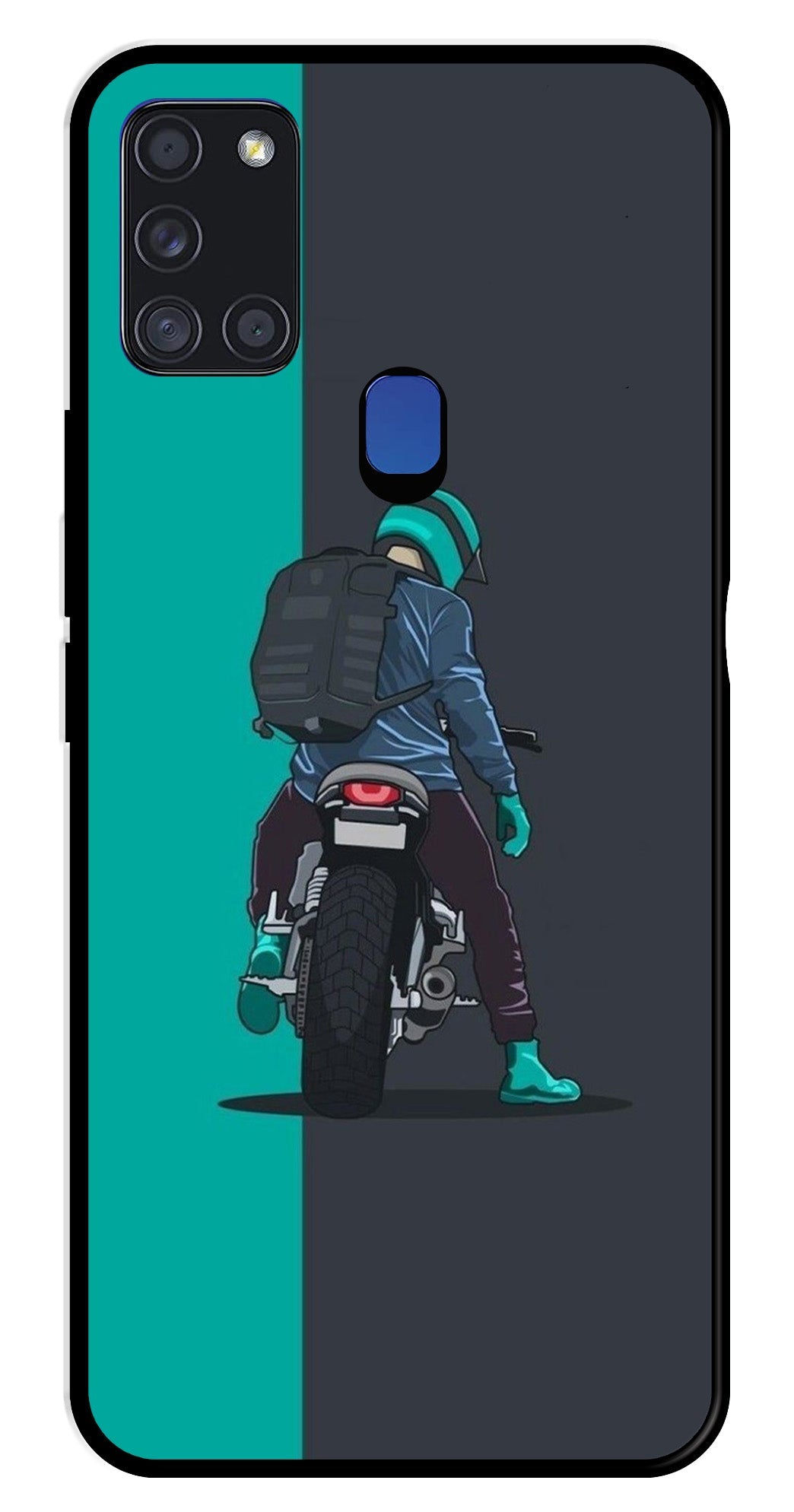Bike Lover Metal Mobile Case for Samsung Galaxy A21s   (Design No -05)