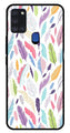 Colorful Feathers Metal Mobile Case for Samsung Galaxy A21s   (Design No -06)