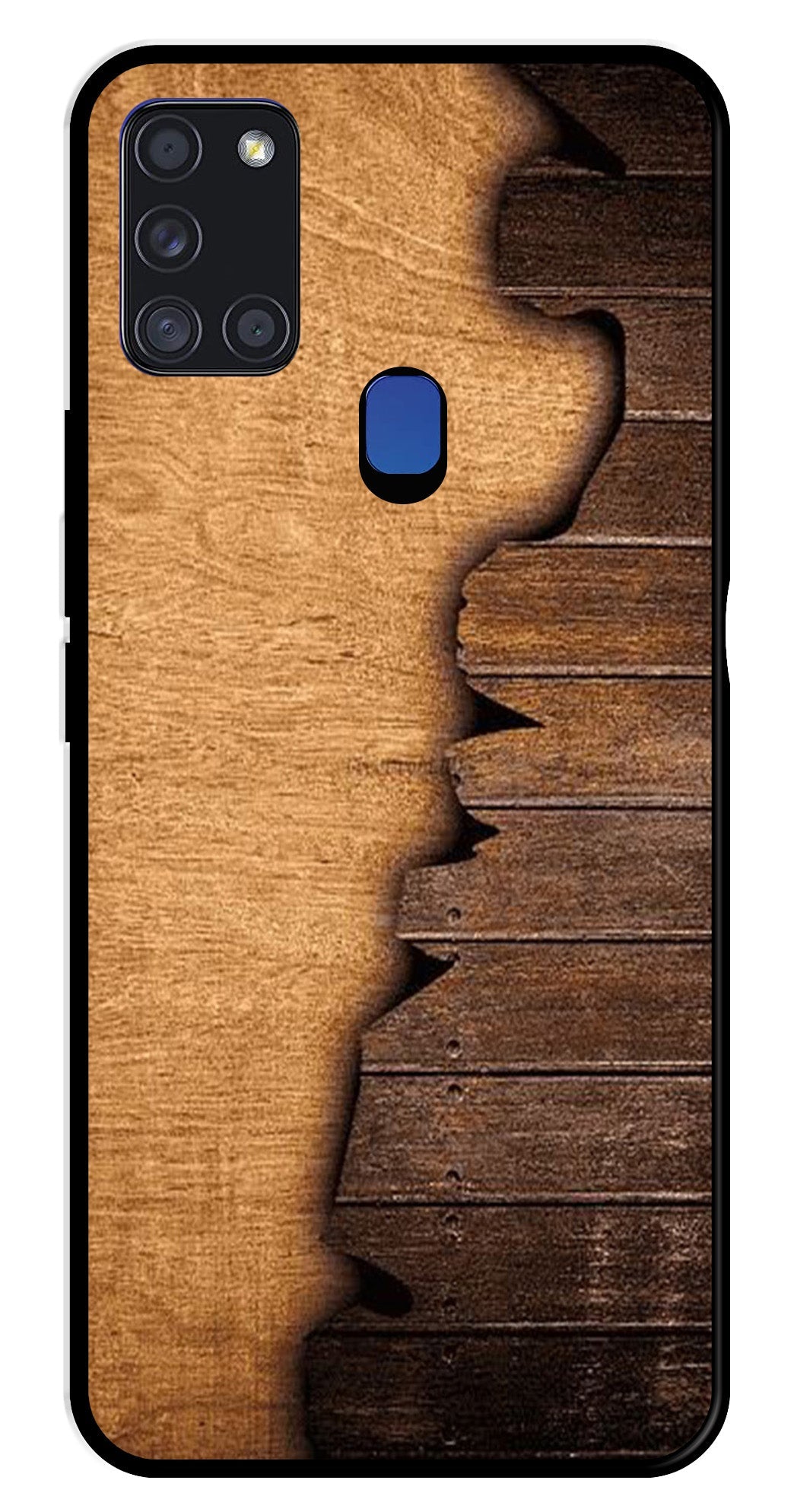 Wooden Design Metal Mobile Case for Samsung Galaxy A21s   (Design No -13)