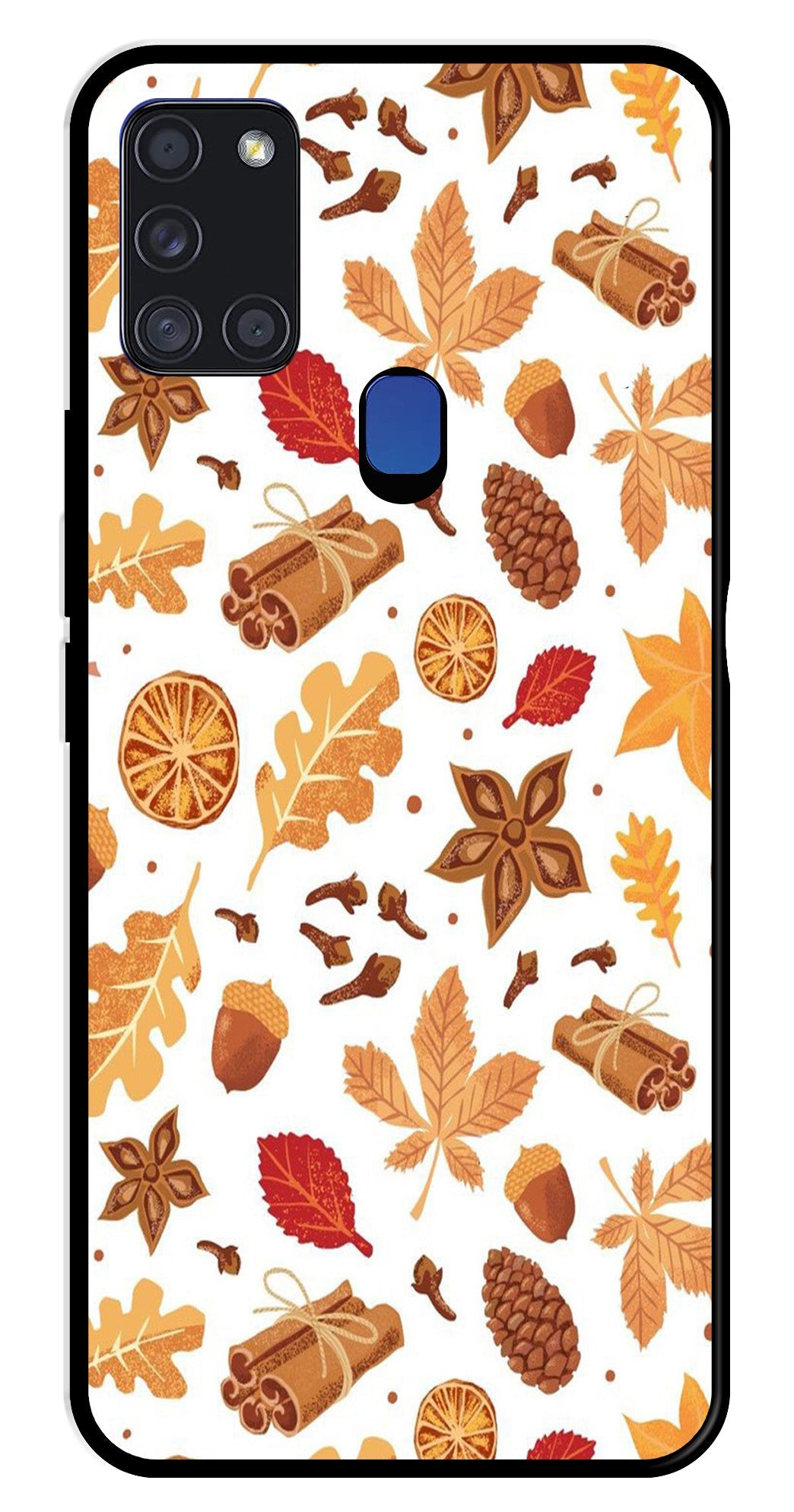 Autumn Leaf Metal Mobile Case for Samsung Galaxy A21s   (Design No -19)