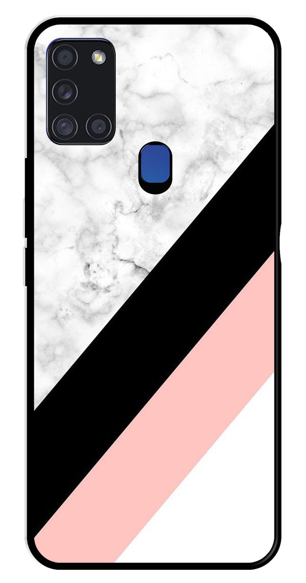 Marble Design Metal Mobile Case for Samsung Galaxy A21s   (Design No -24)