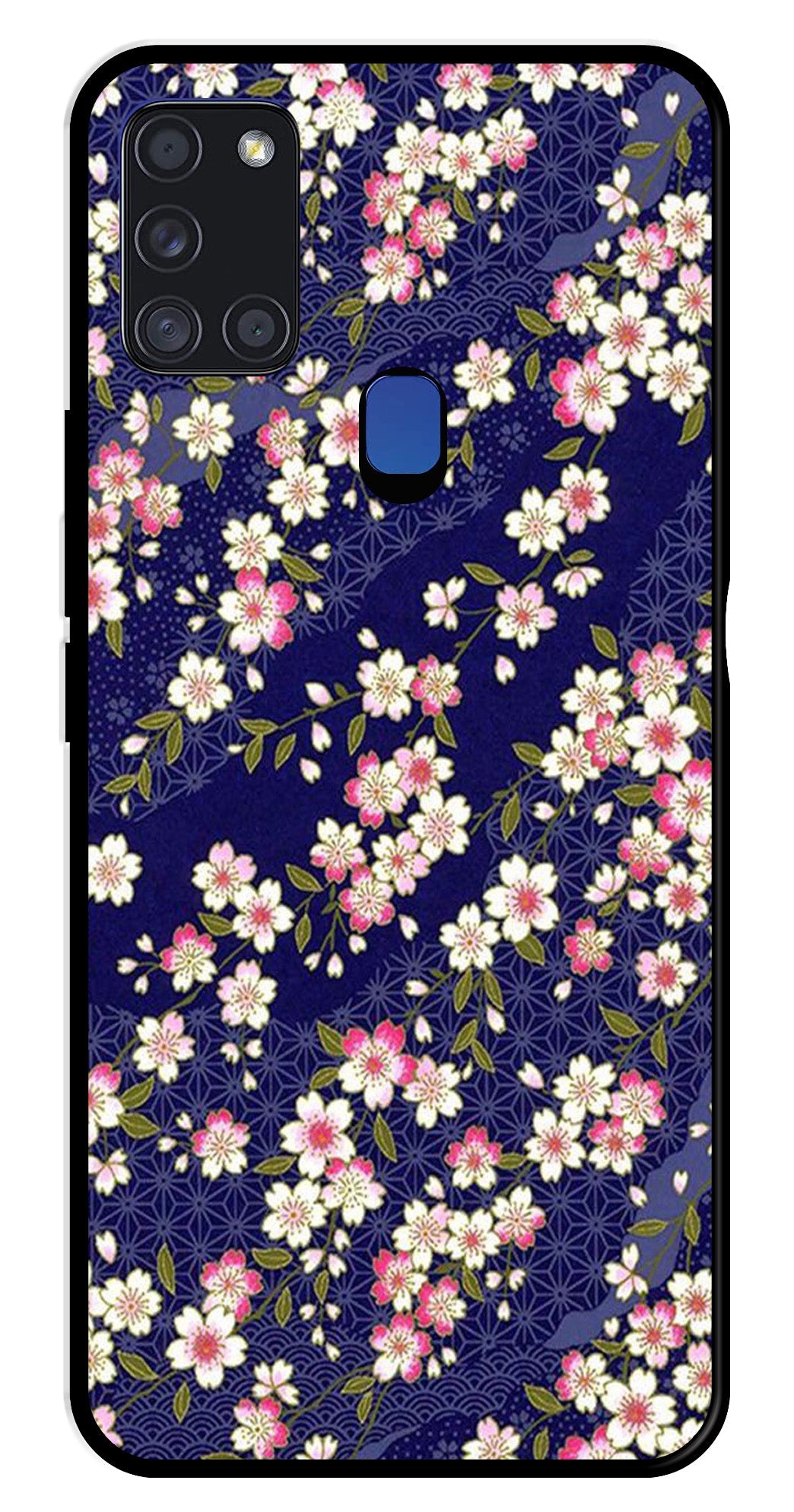 Flower Design Metal Mobile Case for Samsung Galaxy A21s   (Design No -25)