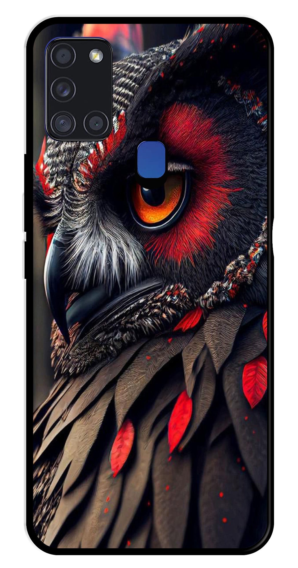 Owl Design Metal Mobile Case for Samsung Galaxy A21s   (Design No -26)