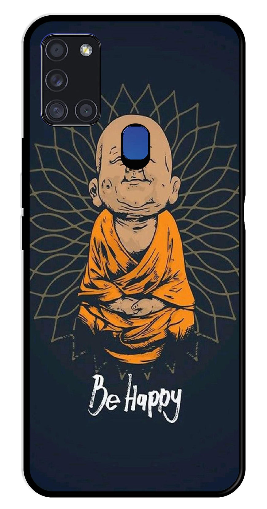 Be Happy Metal Mobile Case for Samsung Galaxy A21s   (Design No -27)