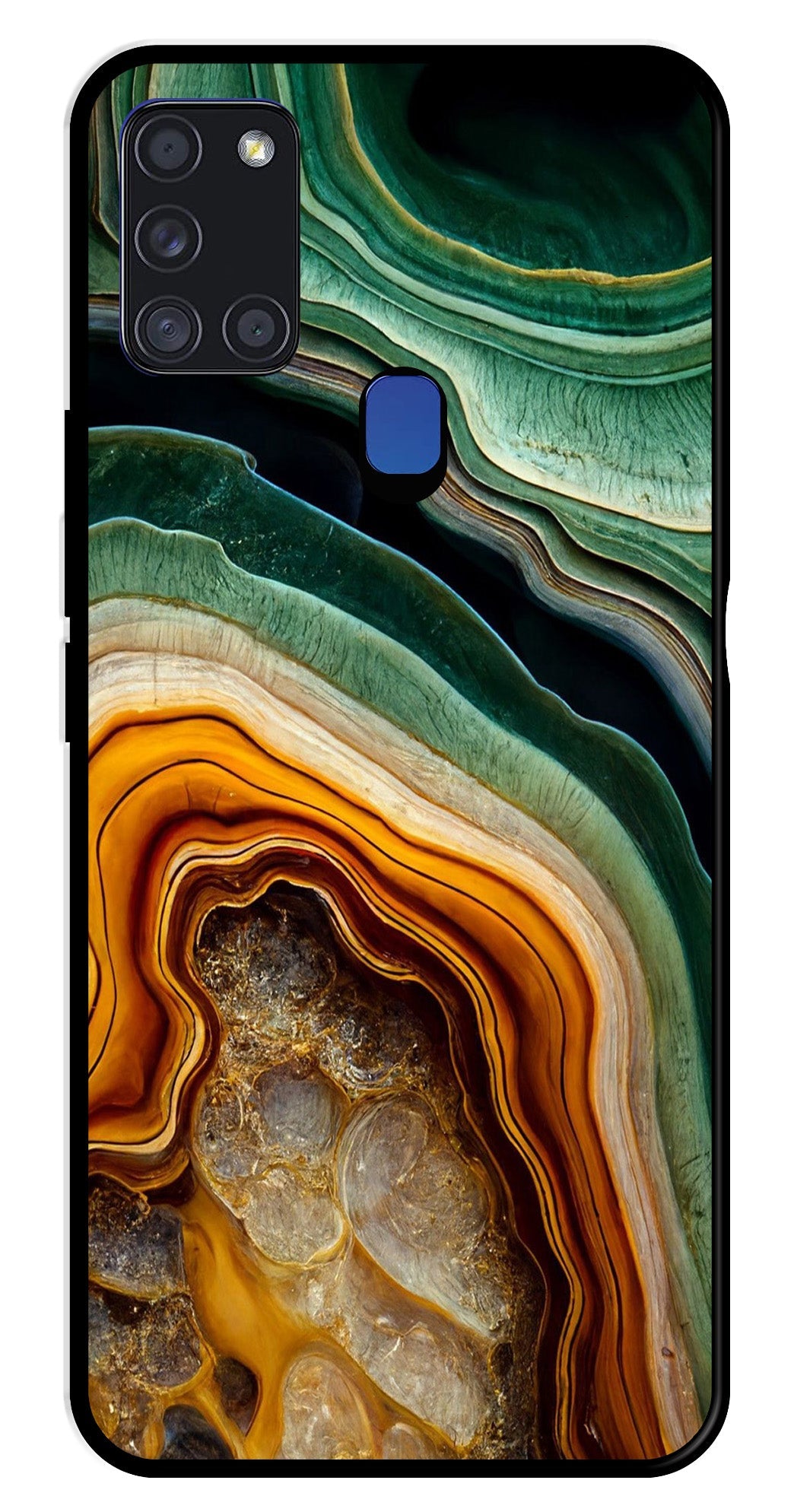 Marble Design Metal Mobile Case for Samsung Galaxy A21s   (Design No -28)