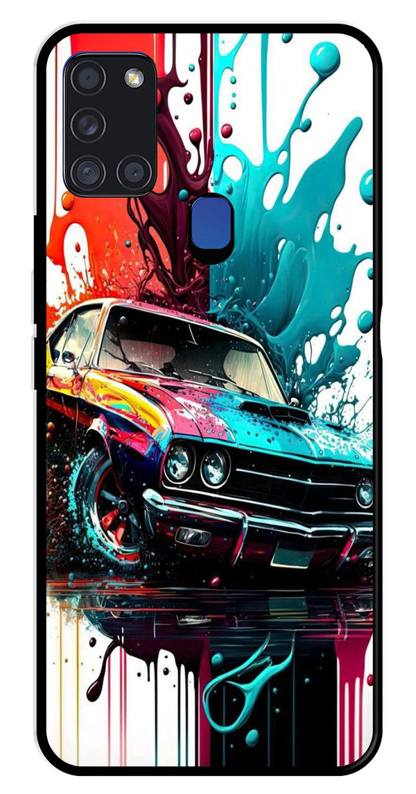 Vintage Car Metal Mobile Case for Samsung Galaxy A21s   (Design No -29)