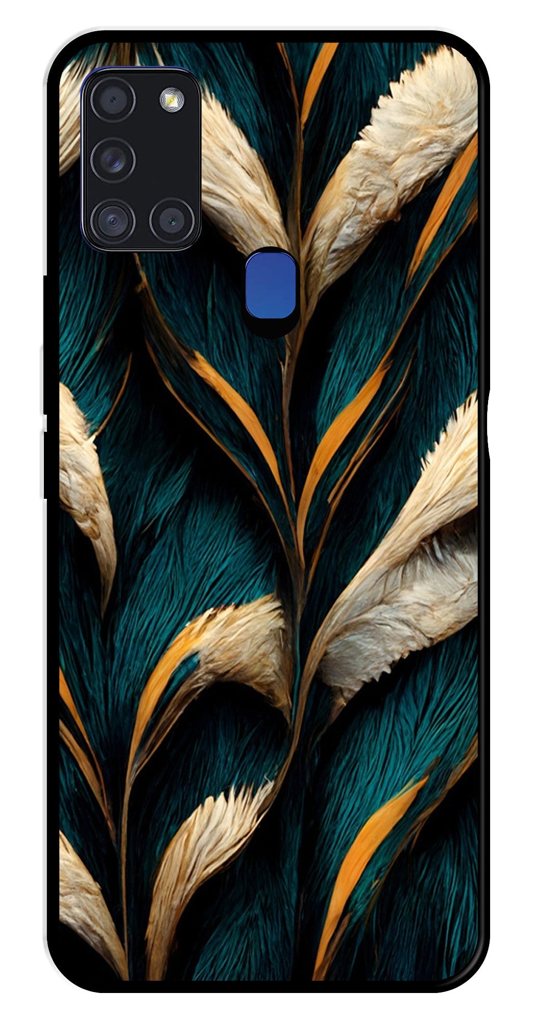 Feathers Metal Mobile Case for Samsung Galaxy A21s   (Design No -30)