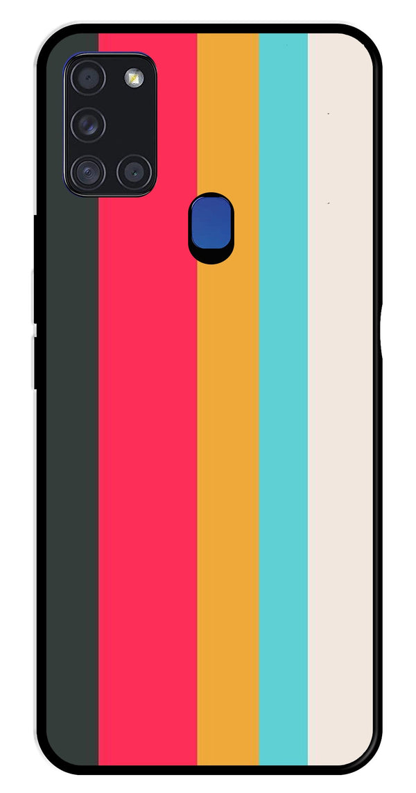 Muted Rainbow Metal Mobile Case for Samsung Galaxy A21s   (Design No -31)