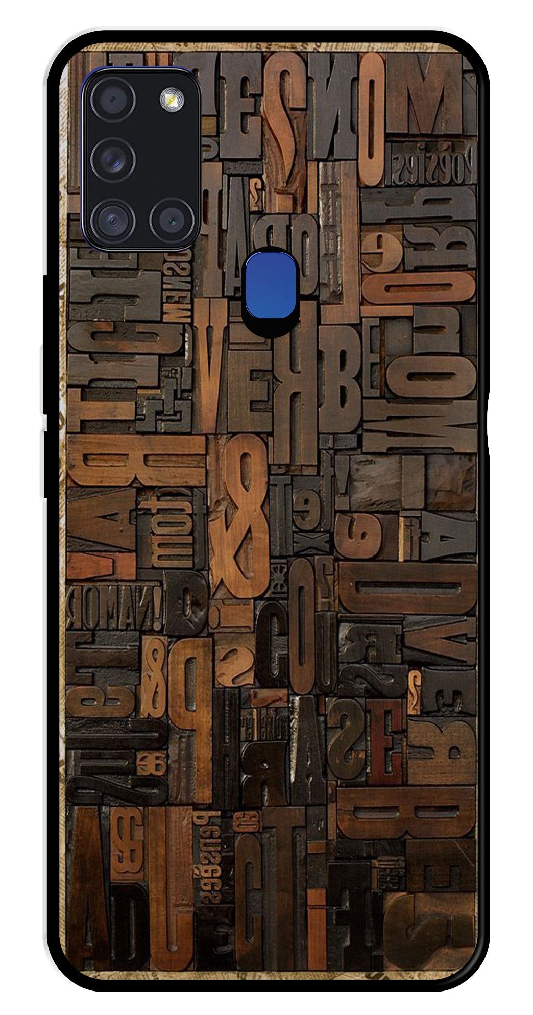 Alphabets Metal Mobile Case for Samsung Galaxy A21s   (Design No -32)