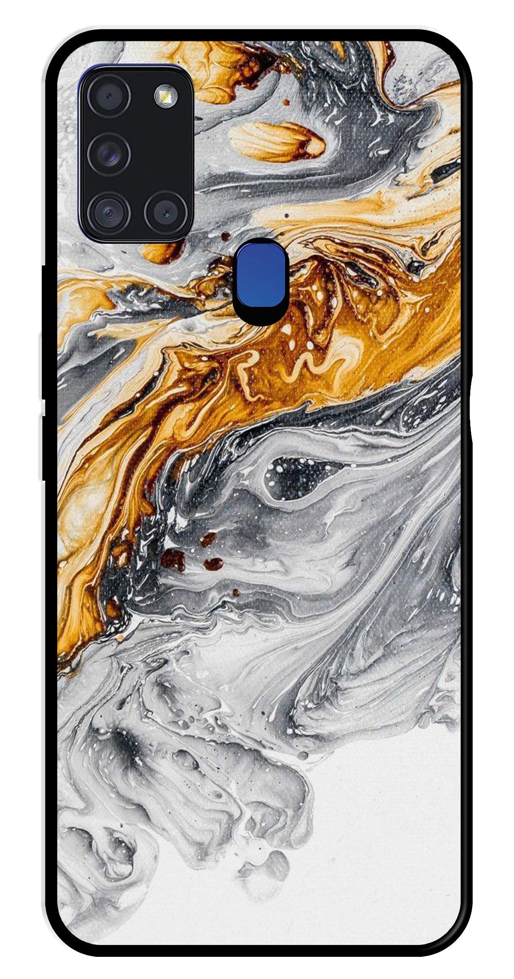 Marble Pattern Metal Mobile Case for Samsung Galaxy A21s   (Design No -36)