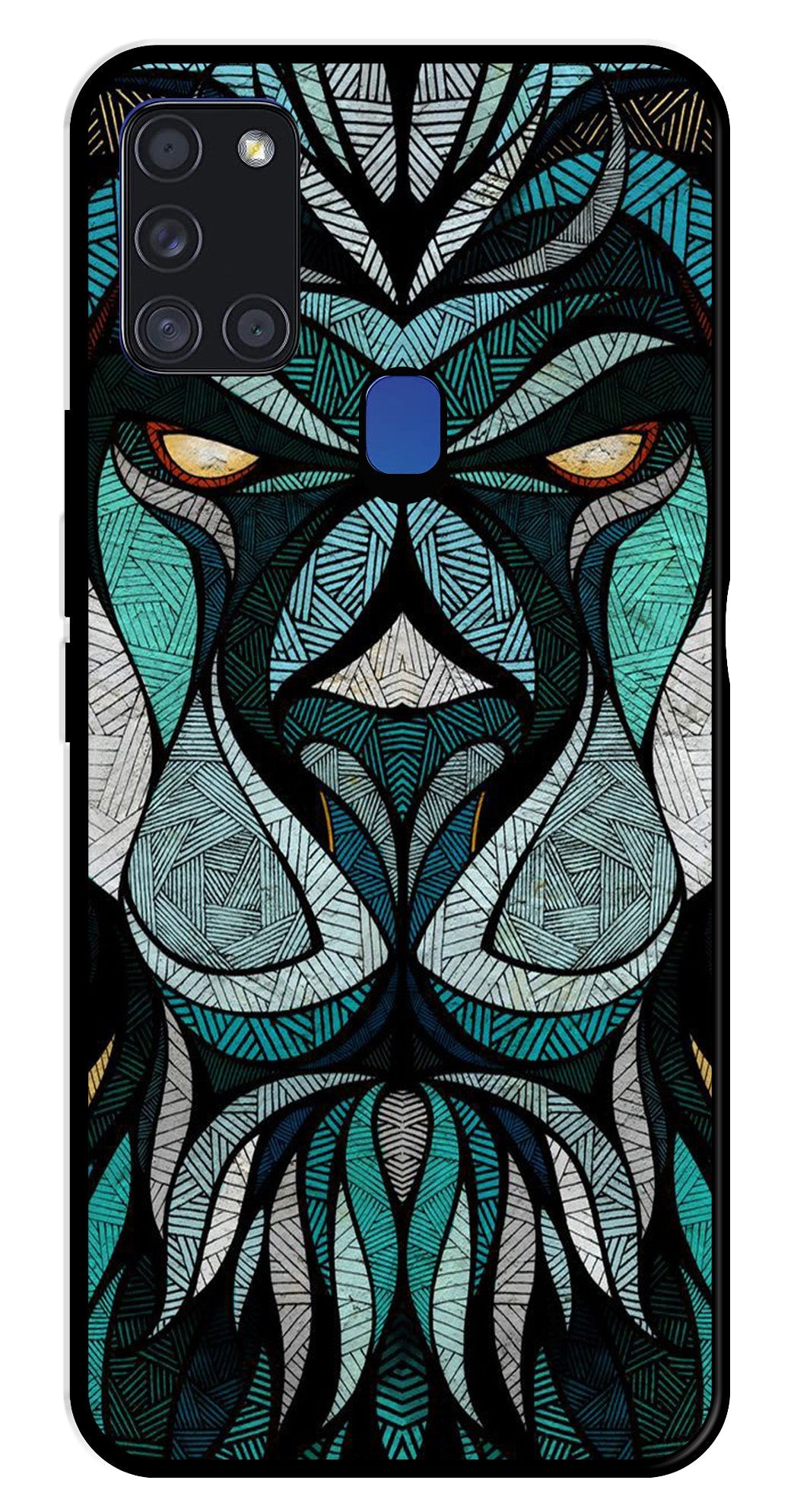 Lion Pattern Metal Mobile Case for Samsung Galaxy A21s   (Design No -40)