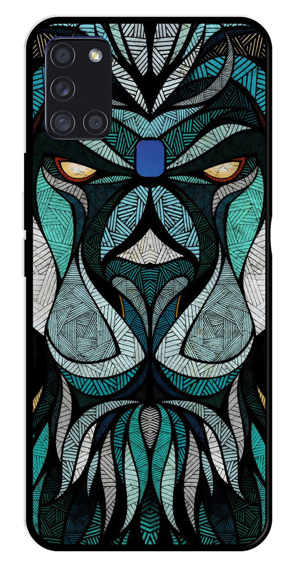 Lion Pattern Metal Mobile Case for Samsung Galaxy A21s   (Design No -40)