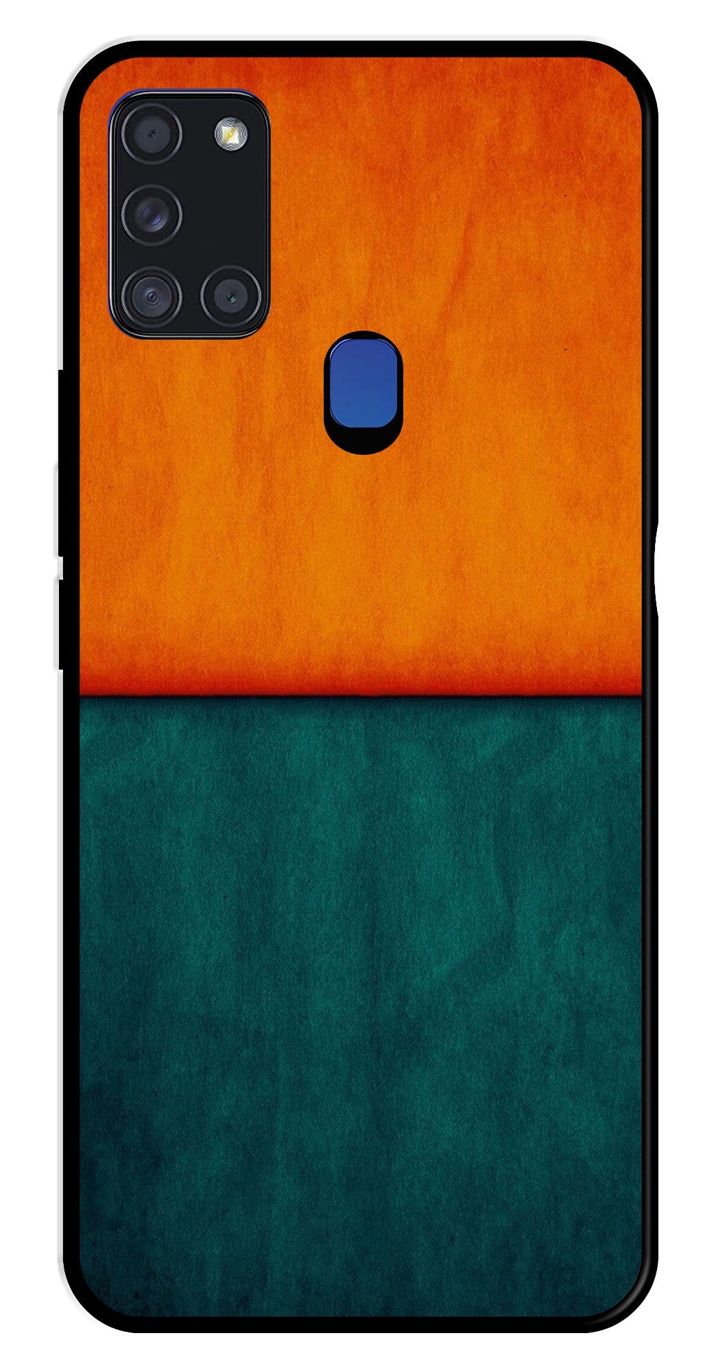 Orange Green Pattern Metal Mobile Case for Samsung Galaxy A21s   (Design No -45)