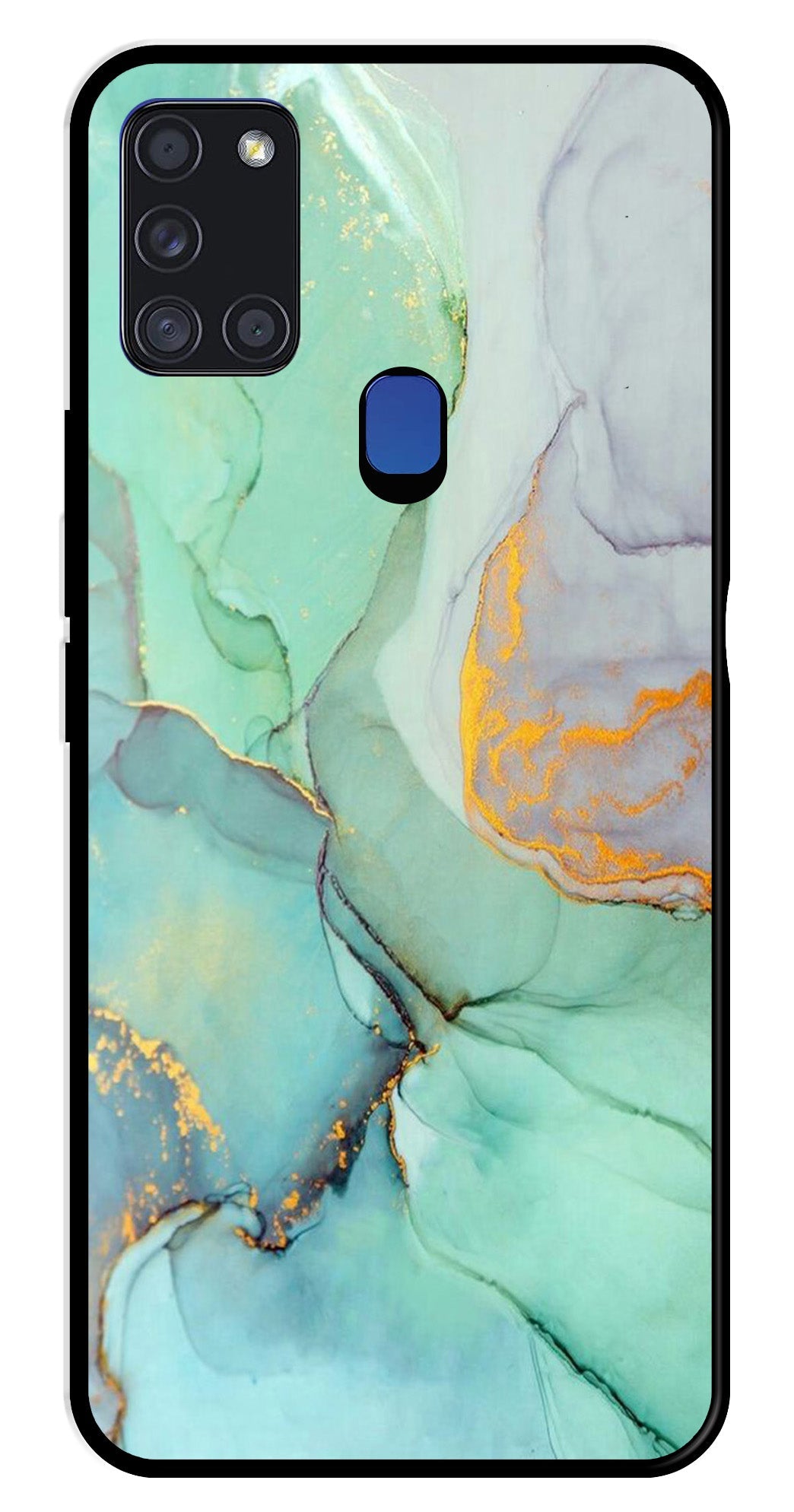 Marble Design Metal Mobile Case for Samsung Galaxy A21s   (Design No -46)