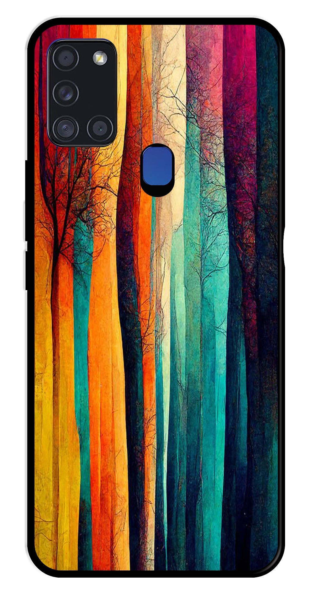 Modern Art Colorful Metal Mobile Case for Samsung Galaxy A21s   (Design No -47)