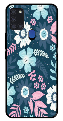 Flower Leaves Design Metal Mobile Case for Samsung Galaxy A21s