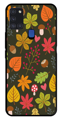 Leaves Design Metal Mobile Case for Samsung Galaxy A21s