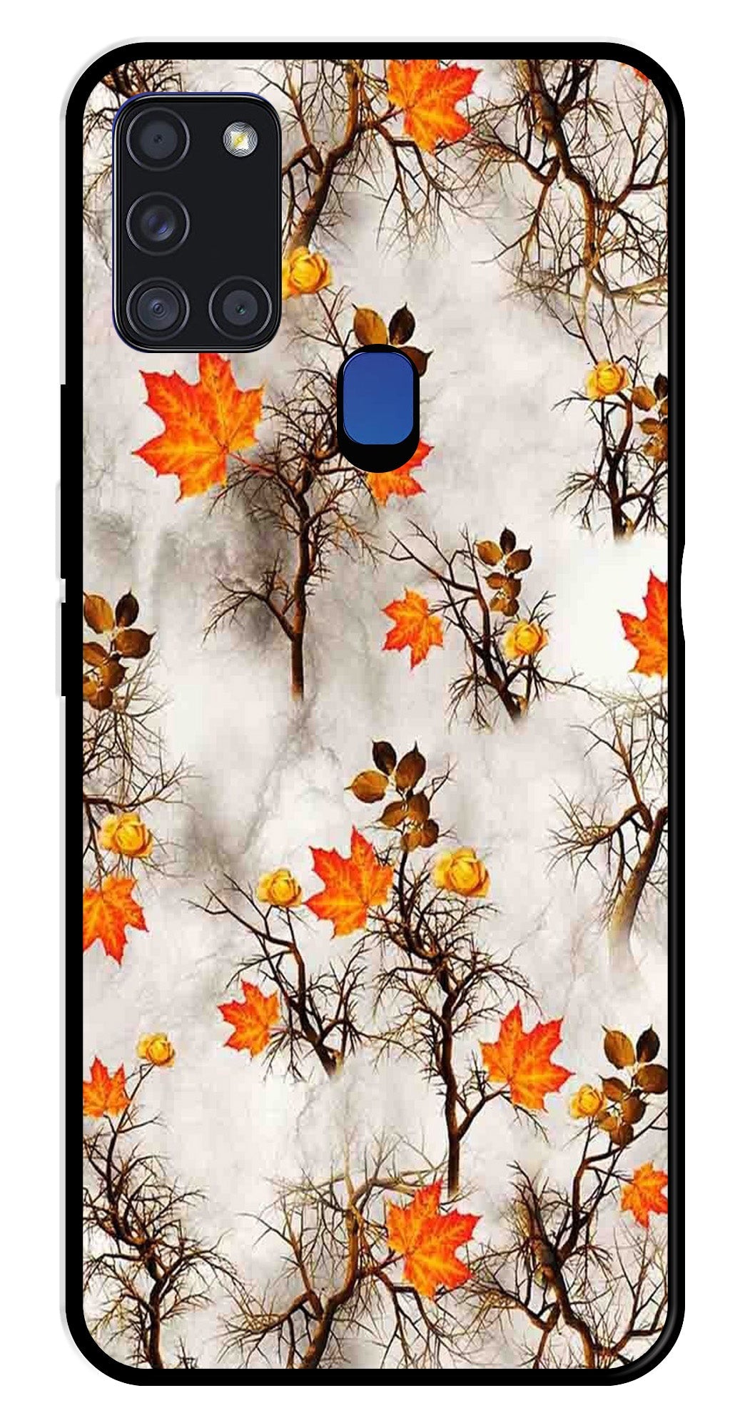 Autumn leaves Metal Mobile Case for Samsung Galaxy A21s   (Design No -55)