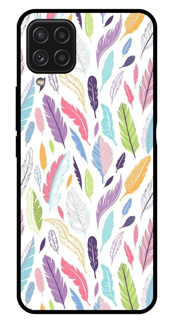 Colorful Feathers Metal Mobile Case for Samsung Galaxy A22 4G   (Design No -06)