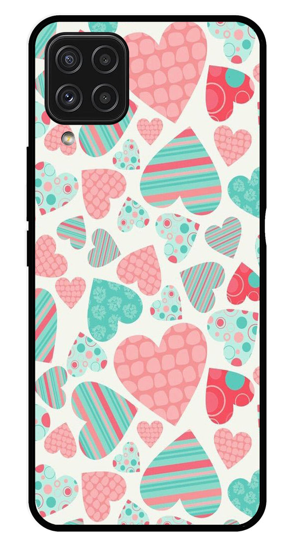 Hearts Pattern Metal Mobile Case for Samsung Galaxy A22 4G   (Design No -22)