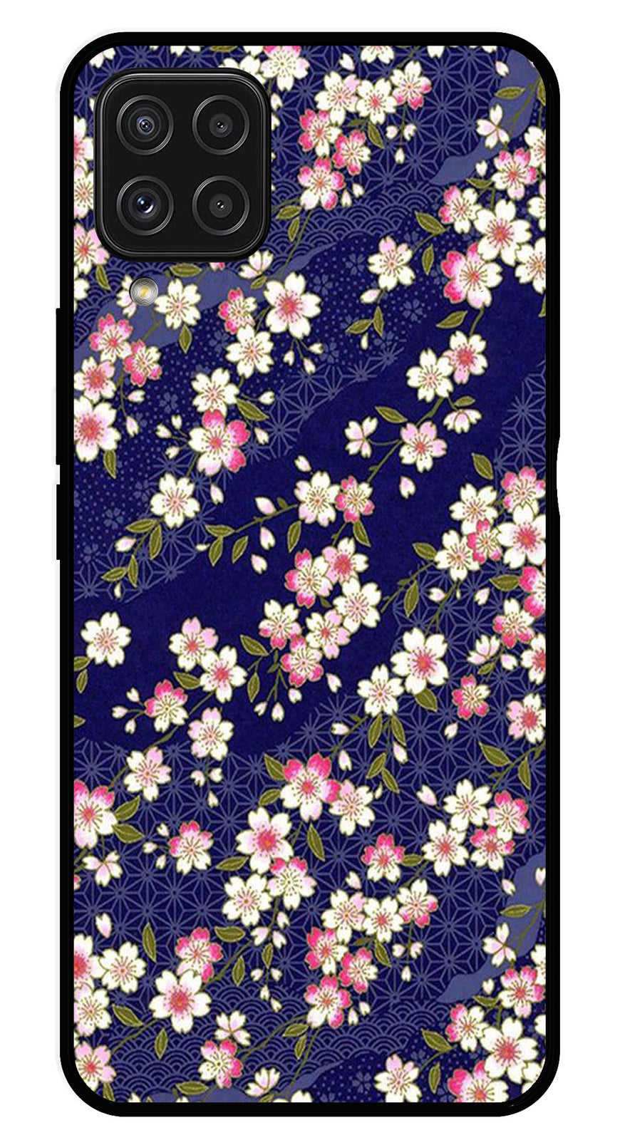 Flower Design Metal Mobile Case for Samsung Galaxy A22 4G   (Design No -25)