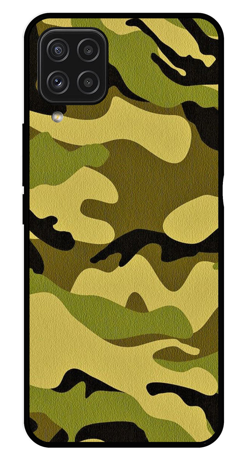 Army Pattern Metal Mobile Case for Samsung Galaxy A22 4G   (Design No -35)