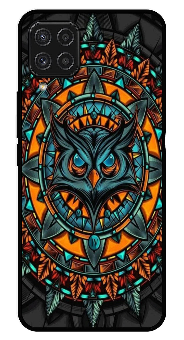 Owl Pattern Metal Mobile Case for Samsung Galaxy A22 4G   (Design No -42)
