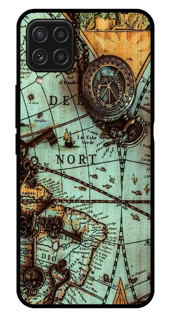 Map Design Metal Mobile Case for Samsung Galaxy A22 4G   (Design No -54)