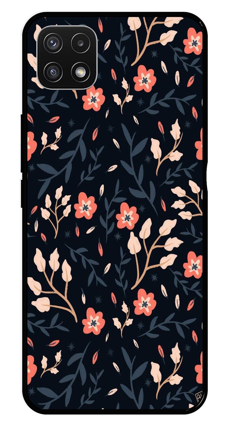 Floral Pattern Metal Mobile Case for Samsung Galaxy A22 5G   (Design No -10)