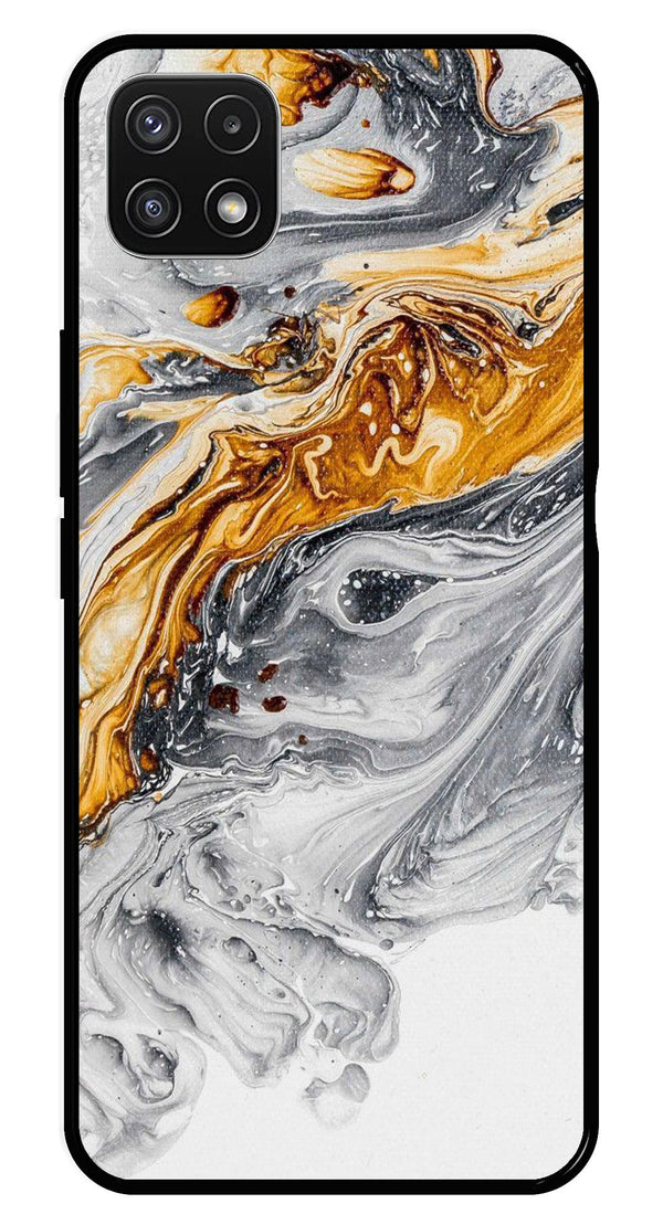 Marble Pattern Metal Mobile Case for Samsung Galaxy A22 5G   (Design No -36)