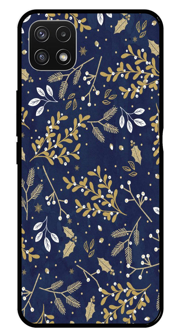 Floral Pattern  Metal Mobile Case for Samsung Galaxy A22 5G   (Design No -52)