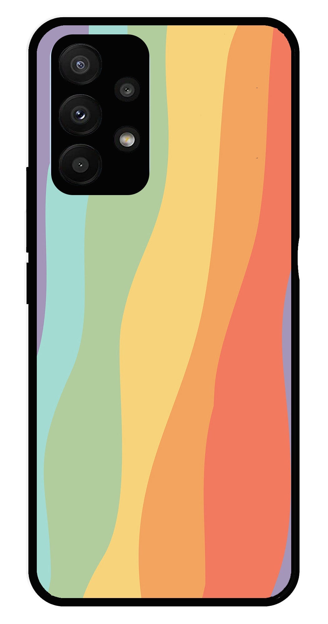 Muted Rainbow Metal Mobile Case for Samsung Galaxy A23 5G   (Design No -02)
