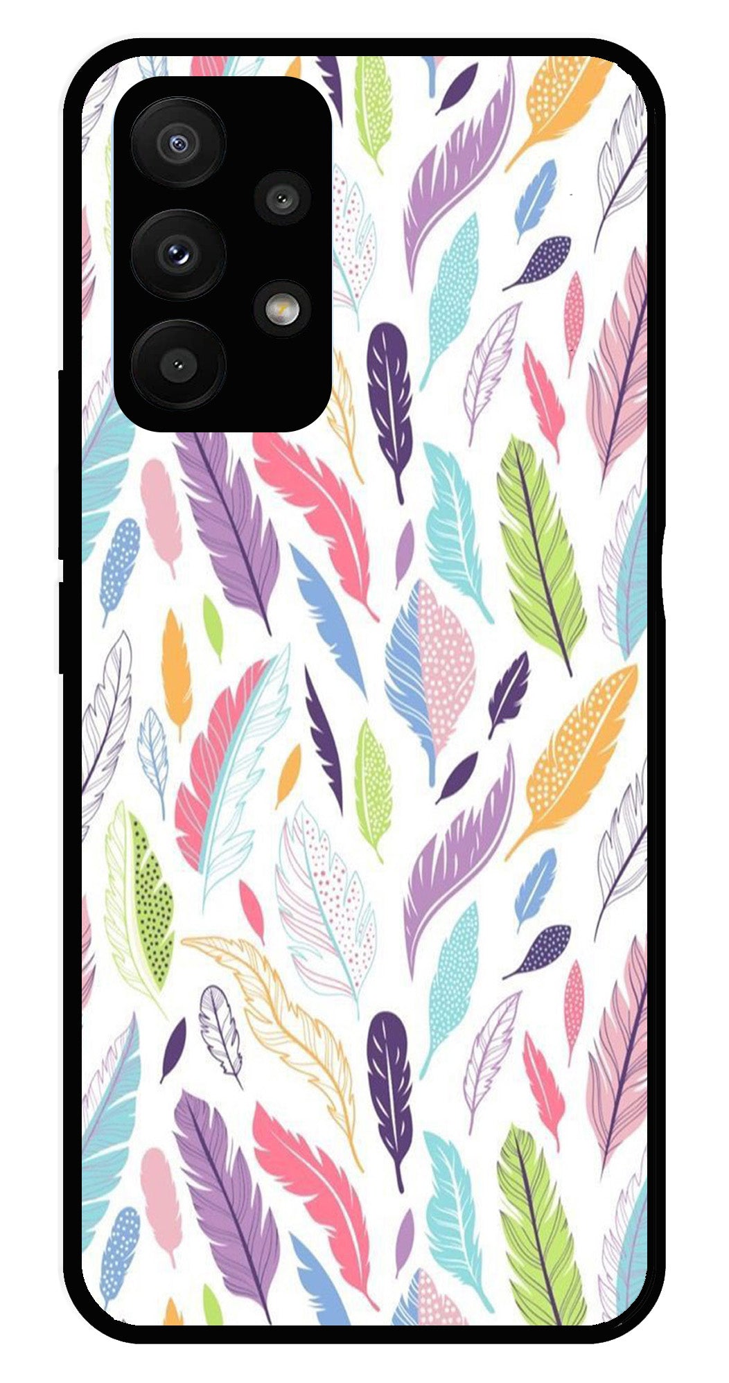 Colorful Feathers Metal Mobile Case for Samsung Galaxy A23 5G   (Design No -06)