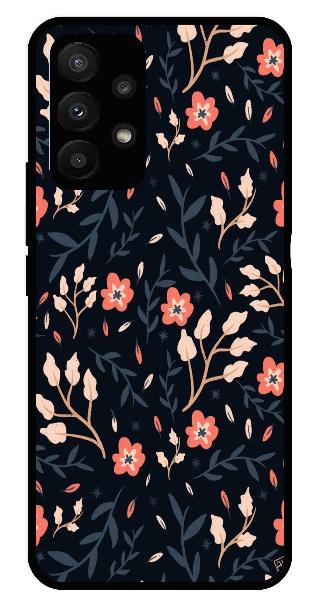 Floral Pattern Metal Mobile Case for Samsung Galaxy A23 5G   (Design No -10)