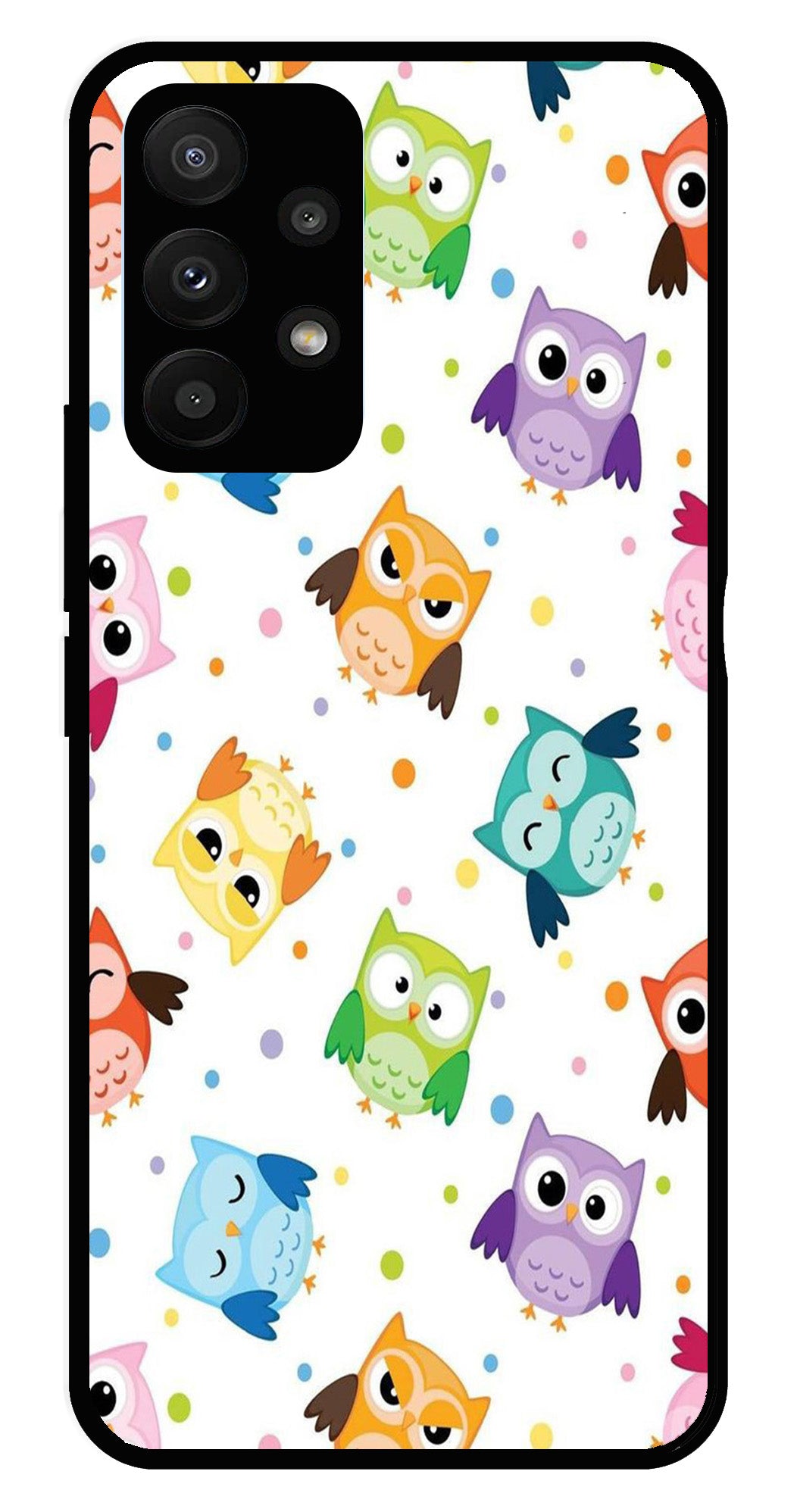 Owls Pattern Metal Mobile Case for Samsung Galaxy A23 5G   (Design No -20)
