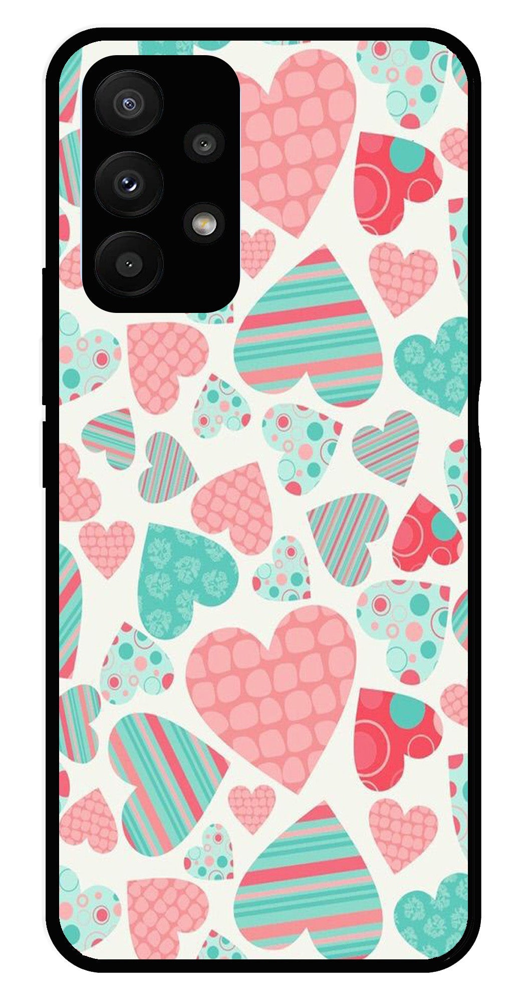 Hearts Pattern Metal Mobile Case for Samsung Galaxy A23 5G   (Design No -22)