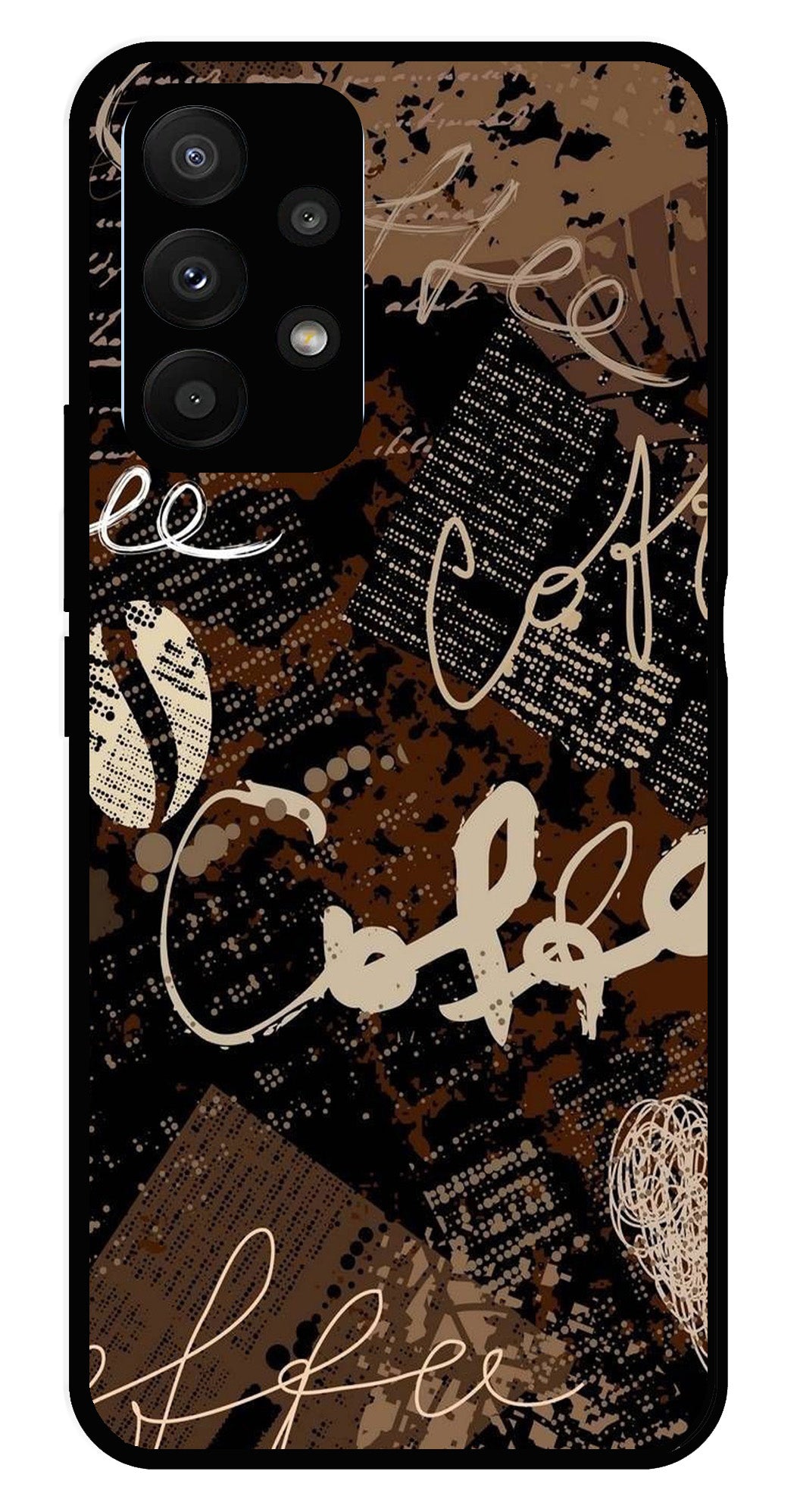 Coffee Pattern Metal Mobile Case for Samsung Galaxy A23 5G   (Design No -37)