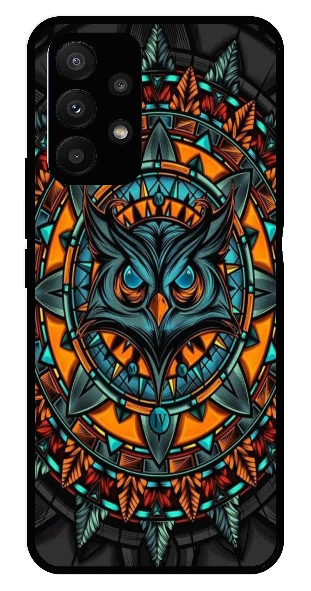Owl Pattern Metal Mobile Case for Samsung Galaxy A23 5G   (Design No -42)