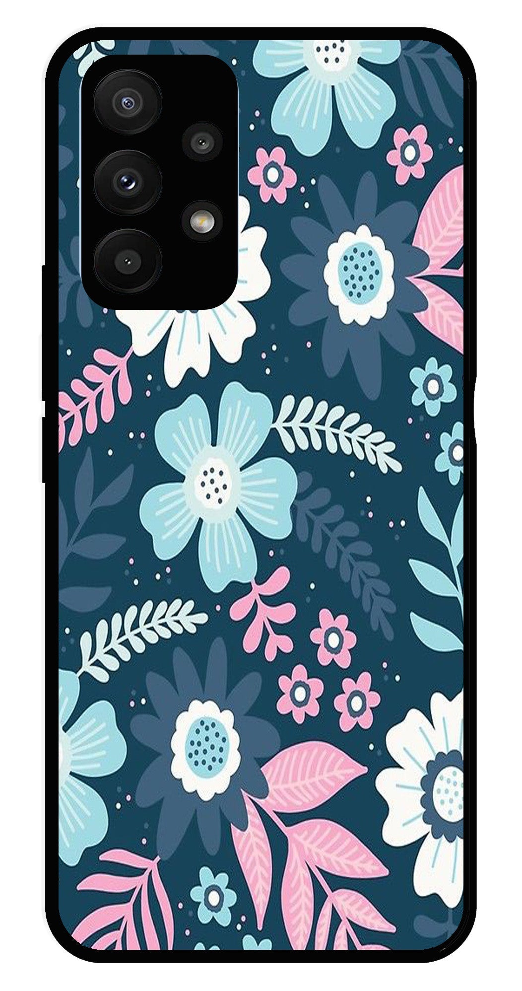 Flower Leaves Design Metal Mobile Case for Samsung Galaxy A73 5G   (Design No -50)