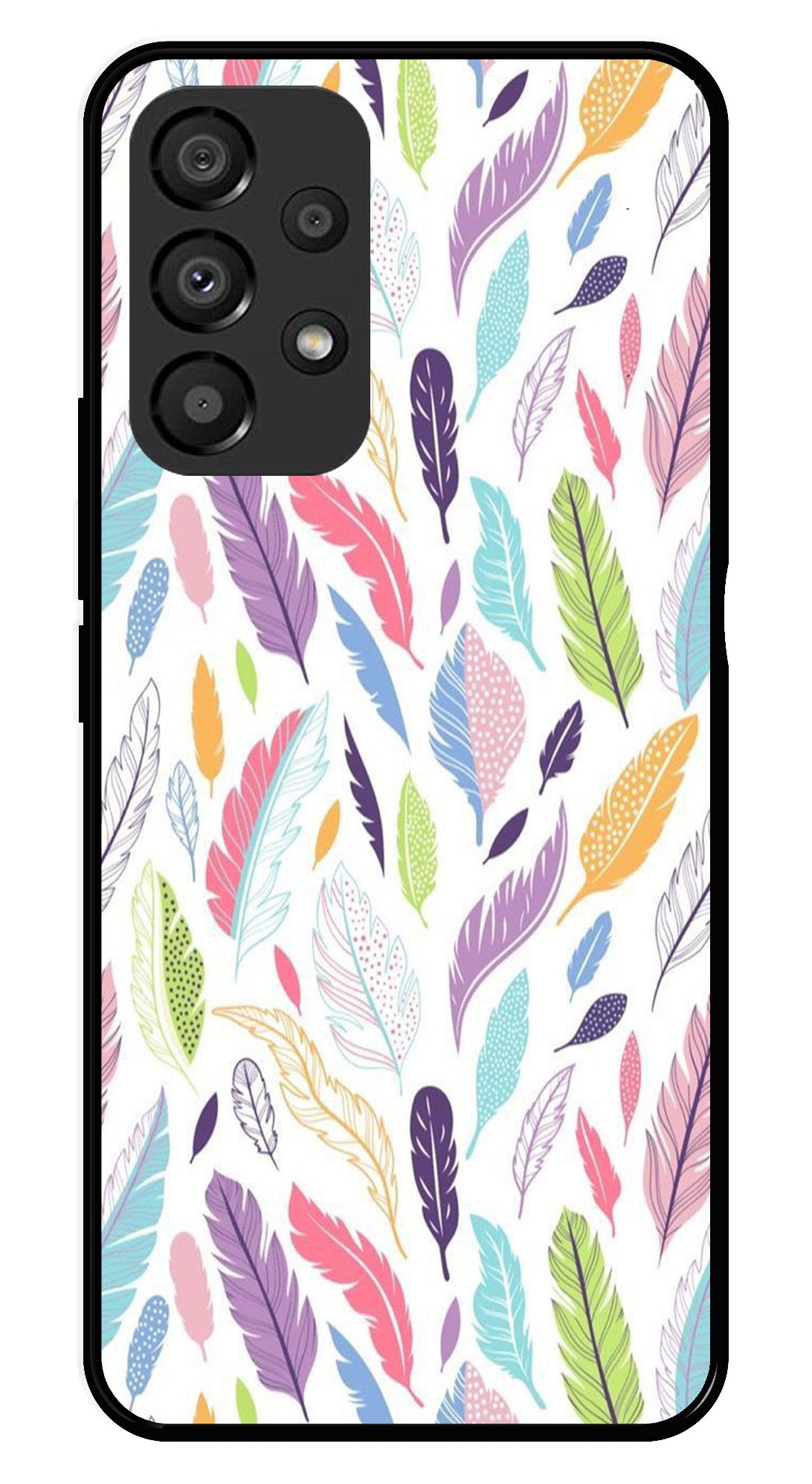 Colorful Feathers Metal Mobile Case for Samsung Galaxy A33 5G   (Design No -06)