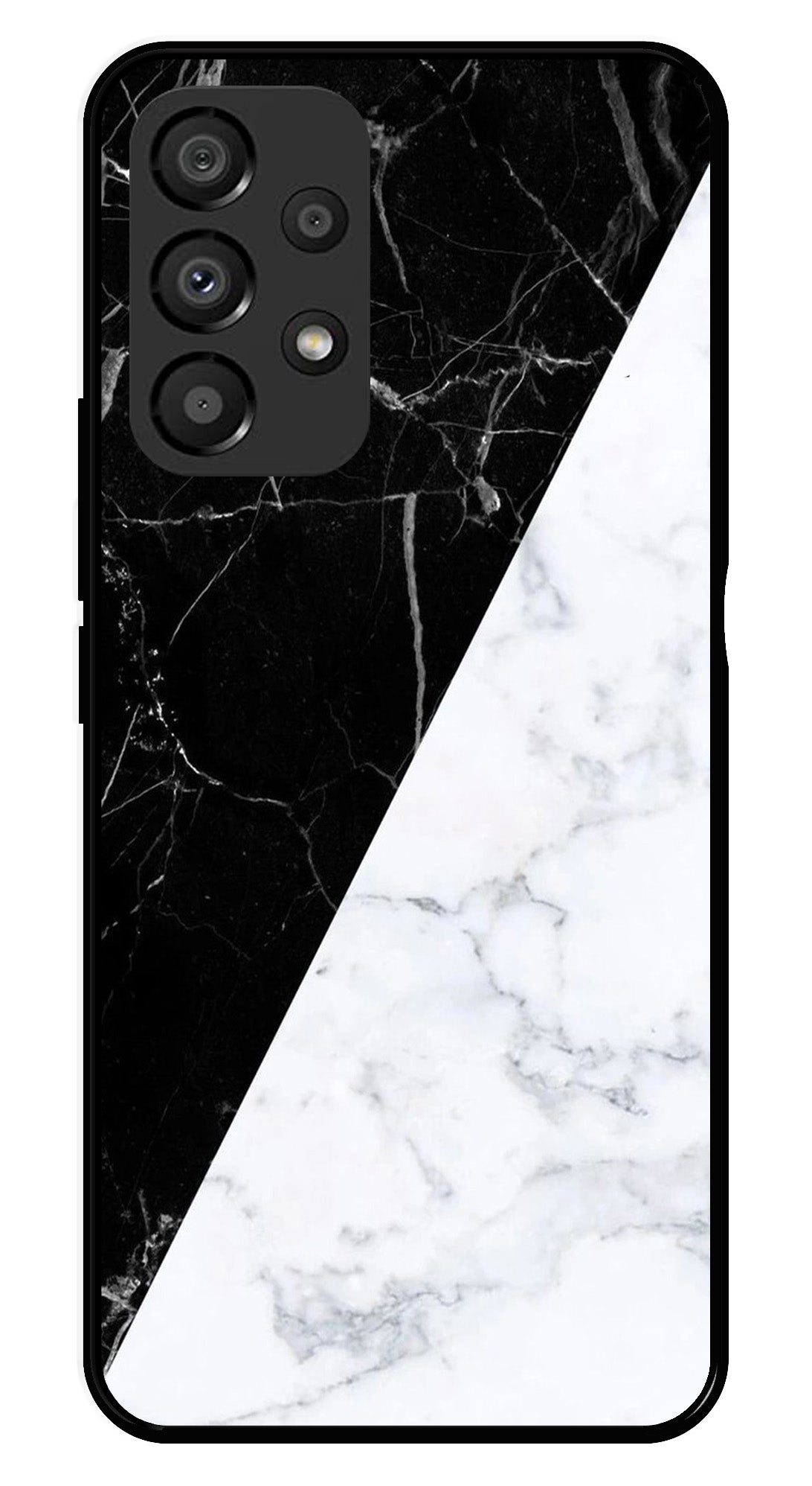 Black White Marble Design Metal Mobile Case for Samsung Galaxy A33 5G   (Design No -09)