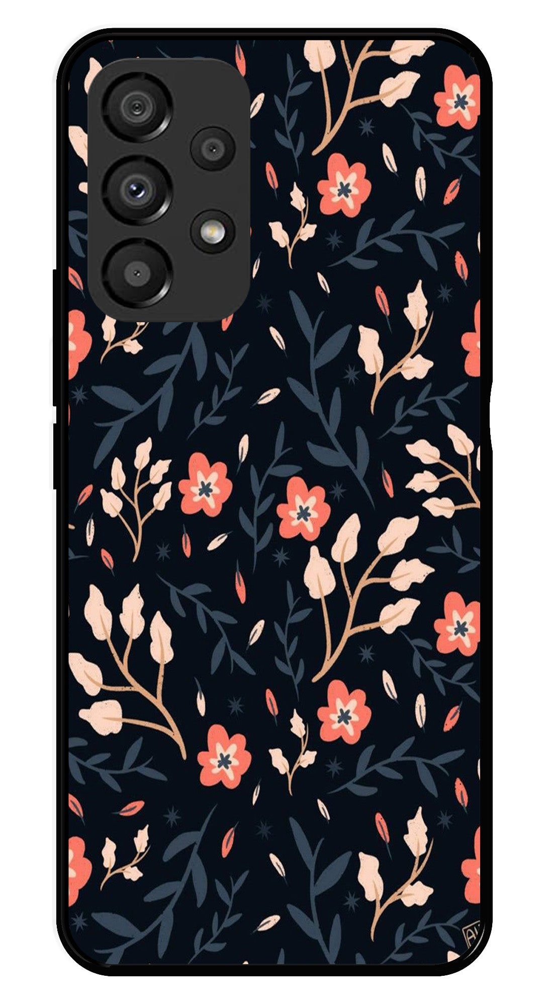 Floral Pattern Metal Mobile Case for Samsung Galaxy A33 5G   (Design No -10)
