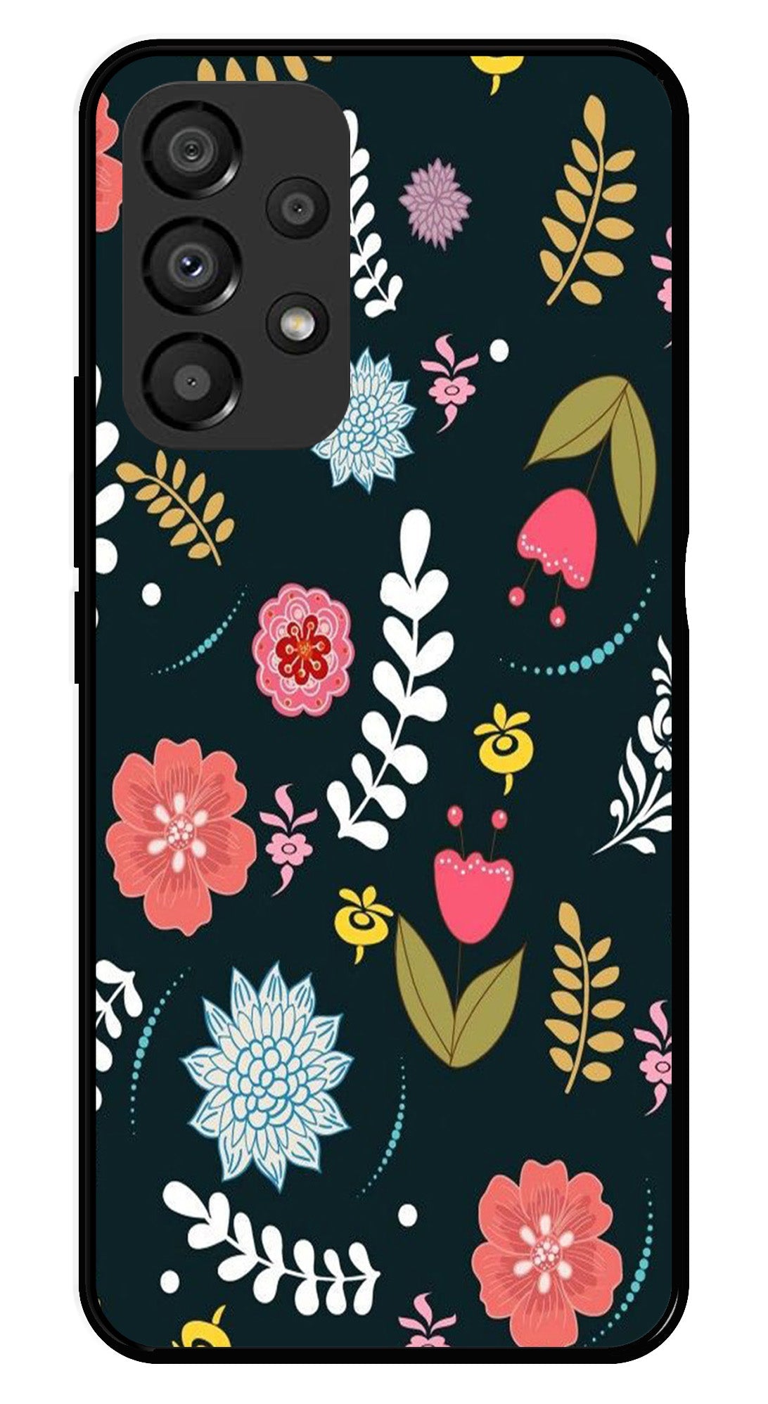 Floral Pattern2 Metal Mobile Case for Samsung Galaxy A33 5G   (Design No -12)