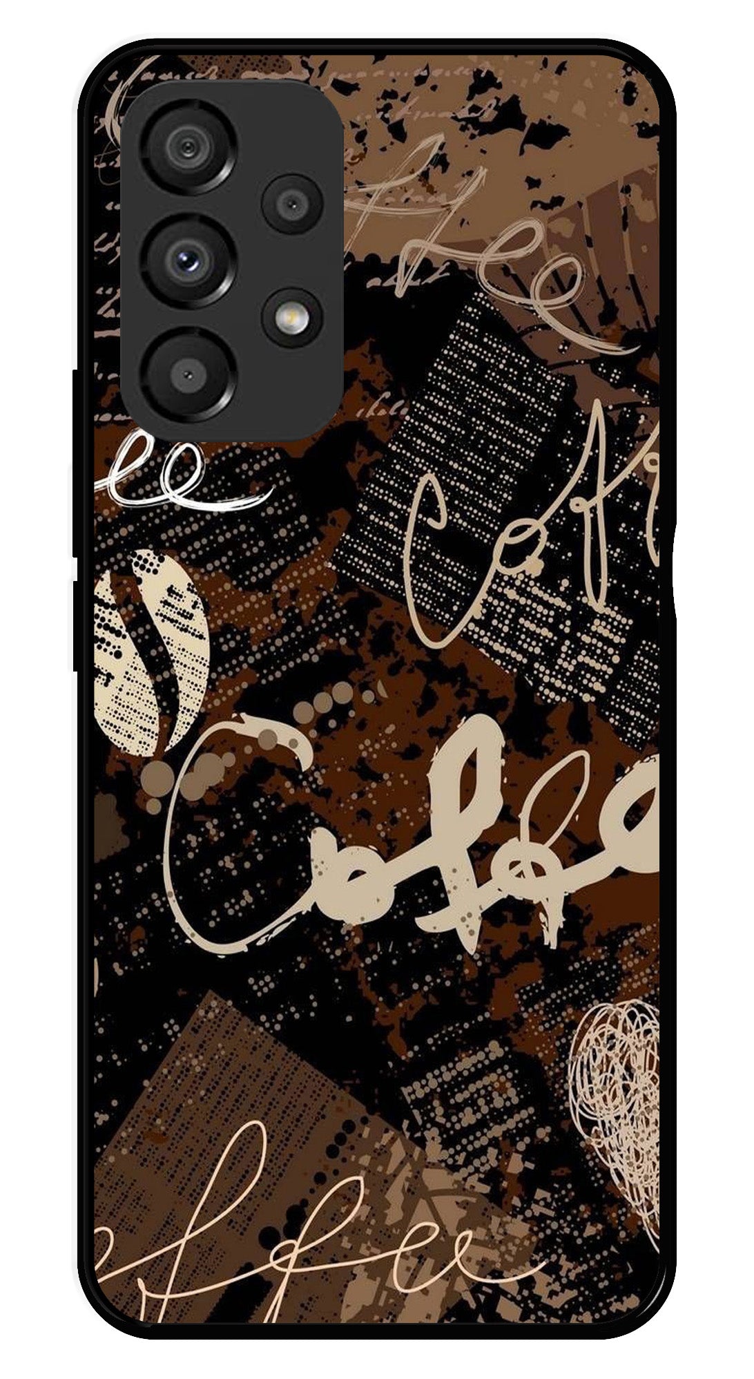 Coffee Pattern Metal Mobile Case for Samsung Galaxy A33 5G   (Design No -37)