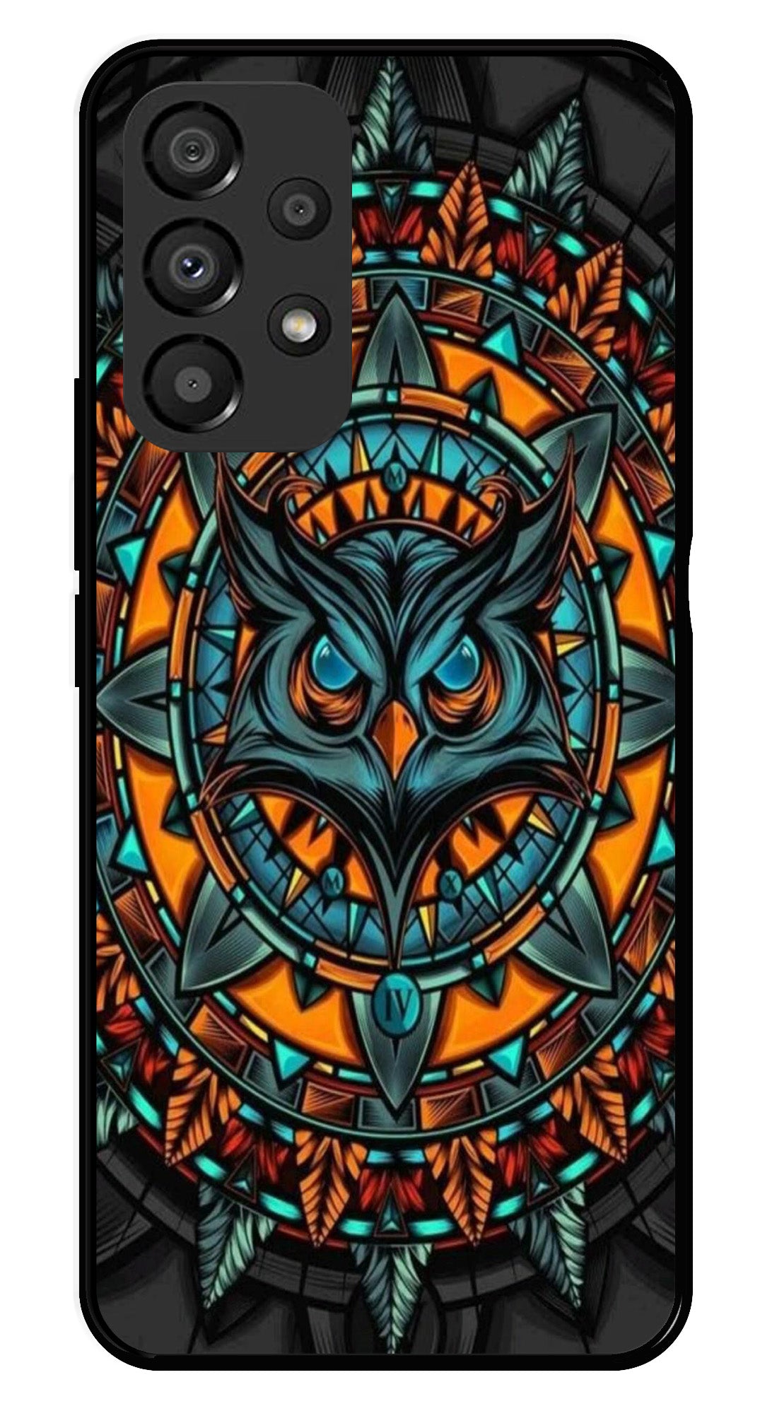 Owl Pattern Metal Mobile Case for Samsung Galaxy A33 5G   (Design No -42)