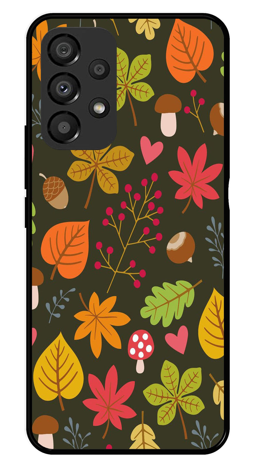 Leaves Design Metal Mobile Case for Samsung Galaxy A33 5G   (Design No -51)